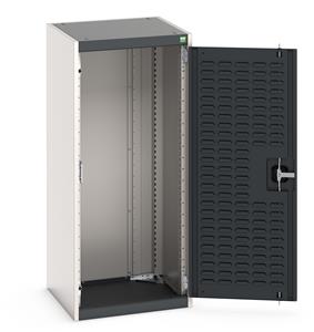 cubio cupboard with louvre doors. WxDxH: 525x525x1200mm. RAL 7035/5010 or selected Cubio Bott Cupboards to add Drawers, Shelves, CNC, Perfo or Louvre Storage